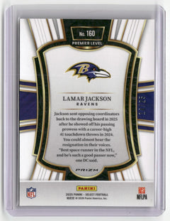 2025 Panini Select #160 Lamar Jackson Tie-Dye Prizm Shock #/25-2