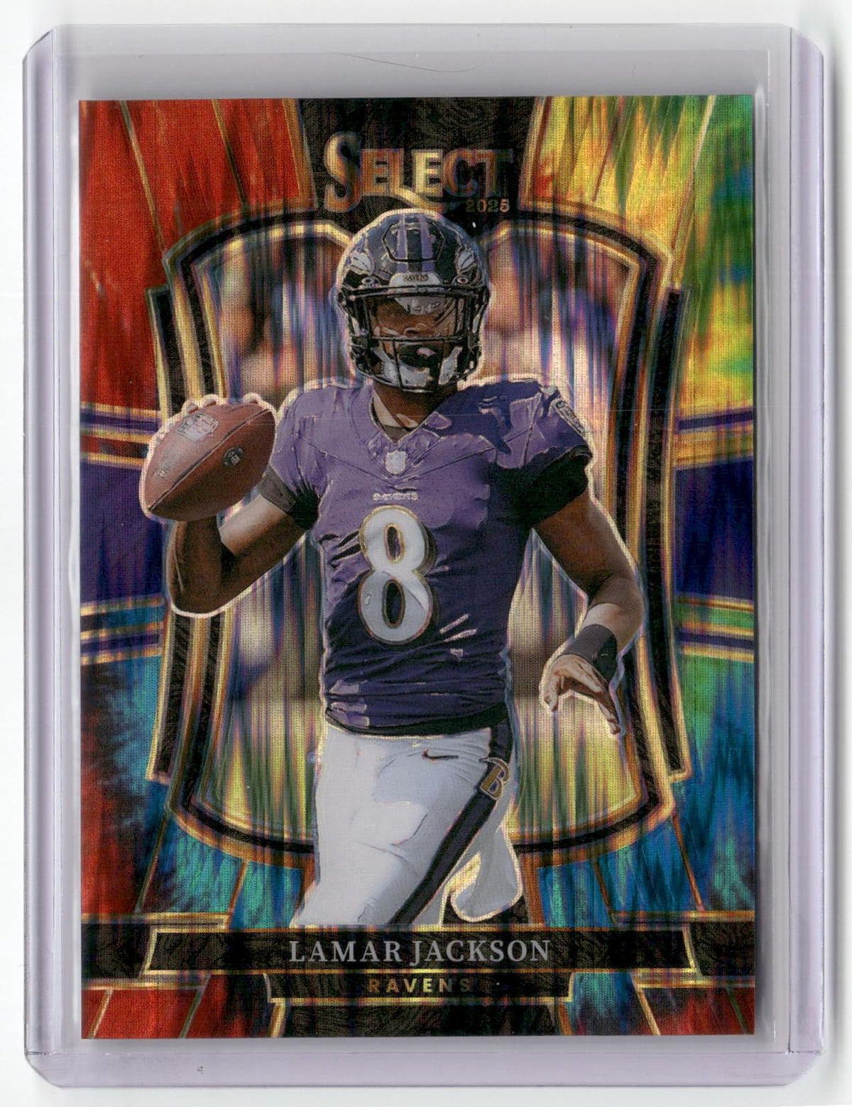 2025 Panini Select #160 Lamar Jackson Tie-Dye Prizm Shock #/25