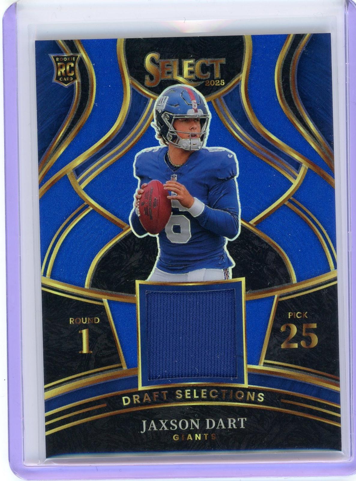 2025 Panini Select #DSM-JDT Jaxson Dart Draft Selections Memorabilia Blue Prizm