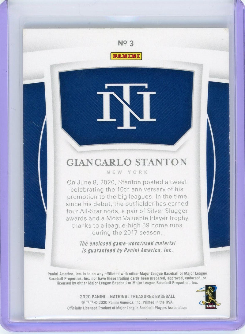 2020 Panini National Treasures #3 Giancarlo Stanton #/99-2