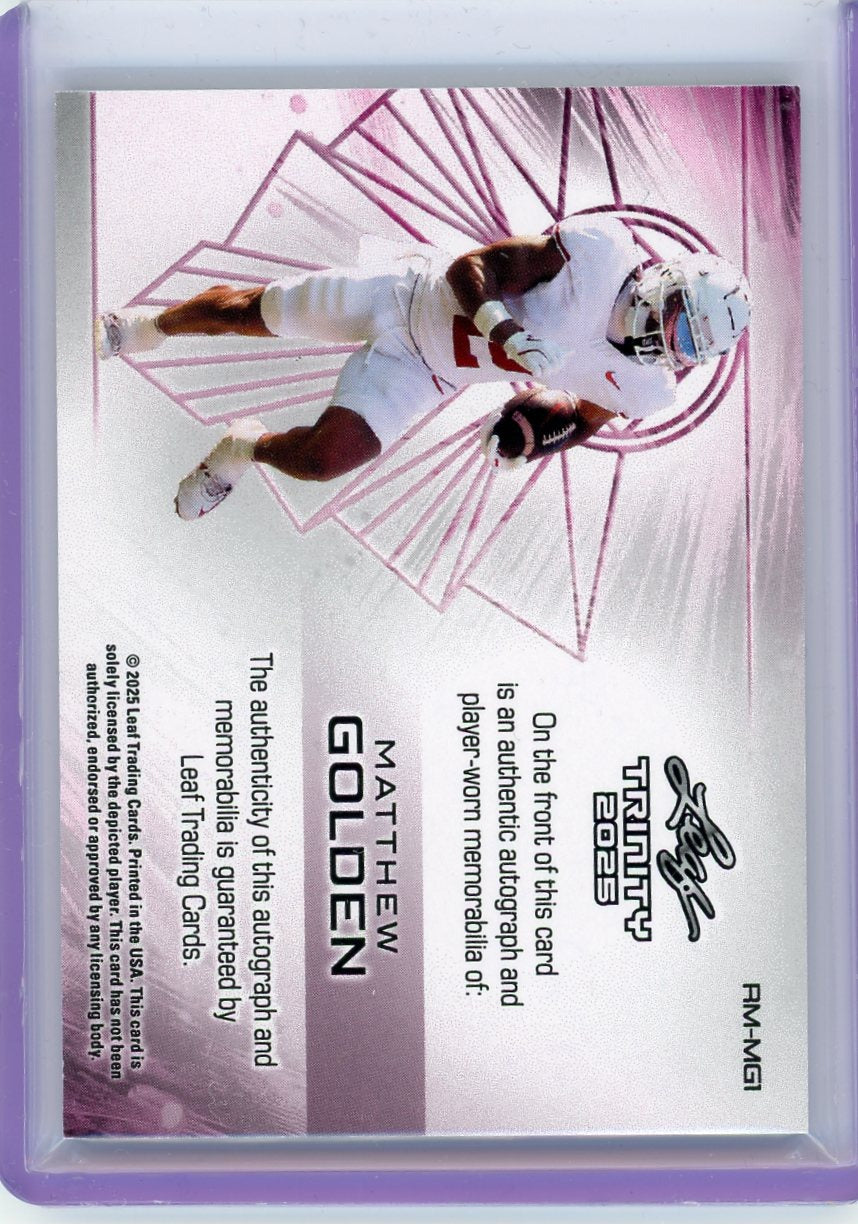 2025 Leaf Trinity - Rookie Auto Memorabilia Green #RM-MG1 Matthew Golden 25/25-2