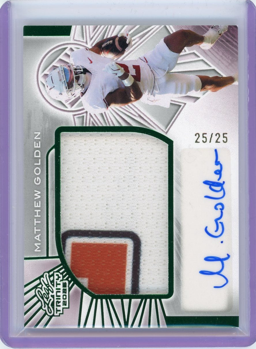 2025 Leaf Trinity - Rookie Auto Memorabilia Green #RM-MG1 Matthew Golden 25/25