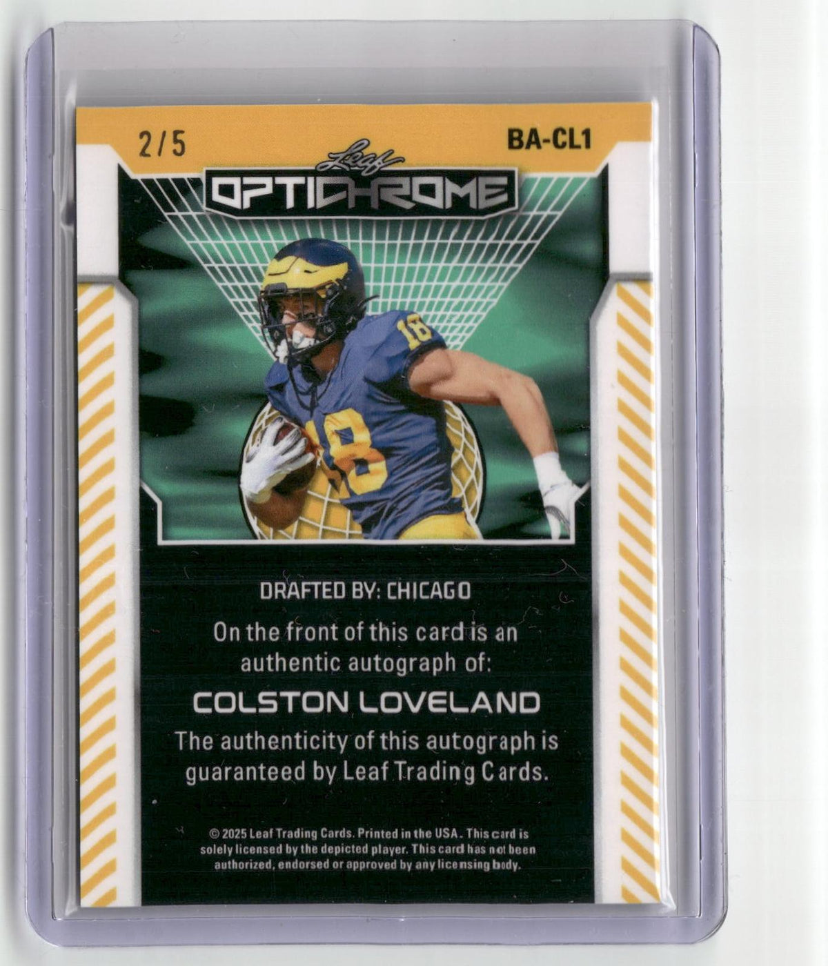 2025 Leaf Optichrome #BA-CL1 Colston Loveland Auto Signature Lava Purple #/5-2
