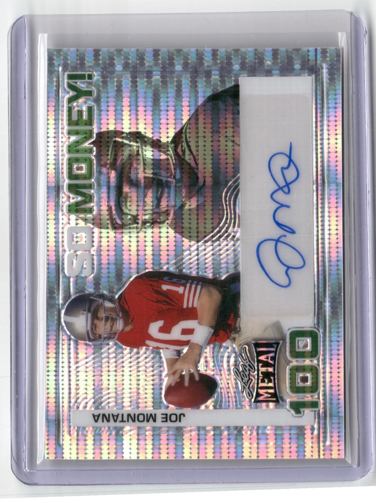 2024 Leaf Metal #SM-JM1 Joe Montana Auto So Money! Pulsar Silver #/5
