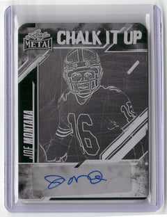 2025 Leaf Metal Chalk It Up #CU-JM2 Joe Montana Auto Printing Plate Black 1/1-1