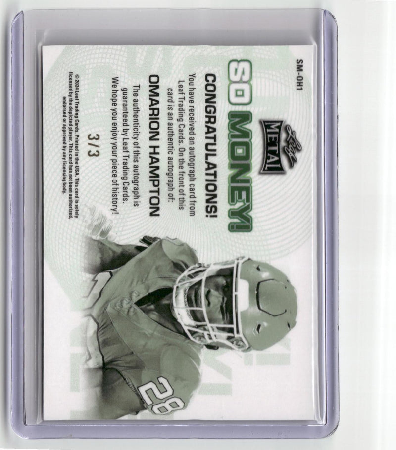 2024 Leaf Metal #SM-OH1 Omarion Hampton Auto So Money! Laser Pink #/3-2