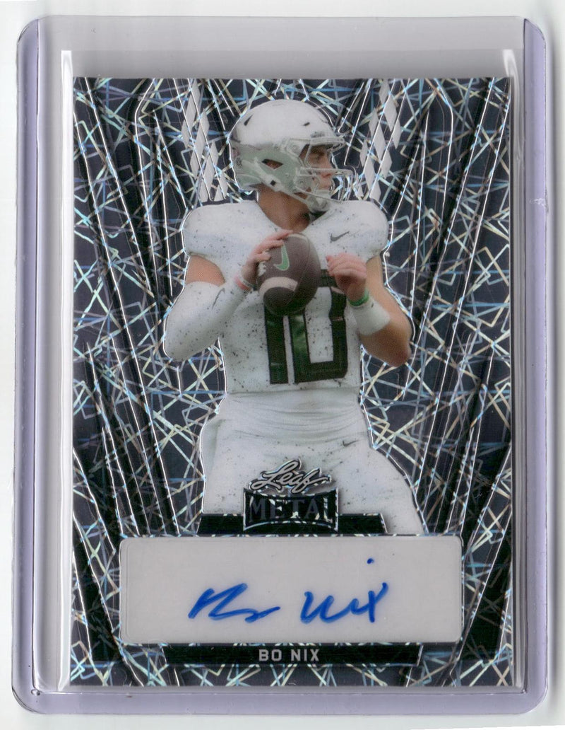 2024 Leaf Metal #BA-BN1 Bo Nix Autographs Laser Silver #/6-1