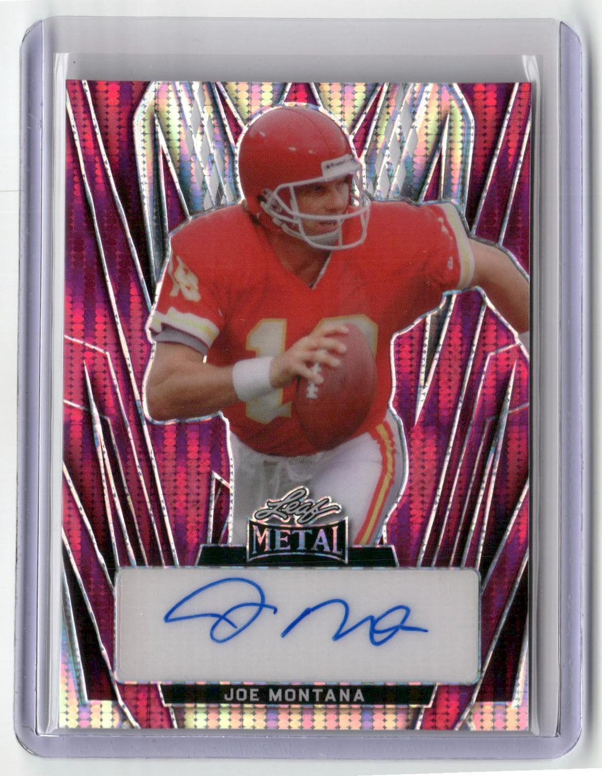 2024 Leaf Metal #BA-JM3 Joe Montana Autographs Pulsar Pink 1/2