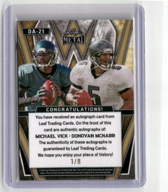 2024 Leaf Metal #DA-21 Michael Vick / Donovan McNabb Dual Auto Mojo Blue 1/8-2