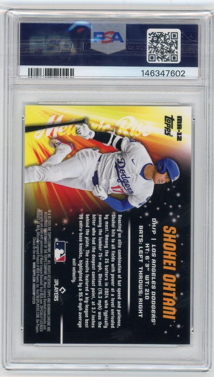 2025 Bowman Chrome #MR-12 Shohei Ohtani Meteoric Rise Mini-Diamond PSA 8 #/150-2