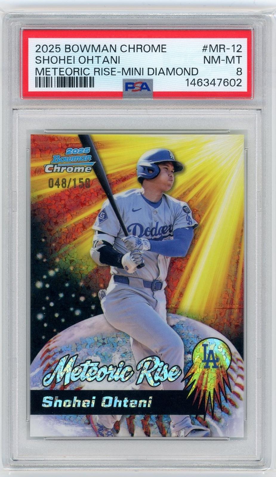 2025 Bowman Chrome #MR-12 Shohei Ohtani Meteoric Rise Mini-Diamond PSA 8 #/150