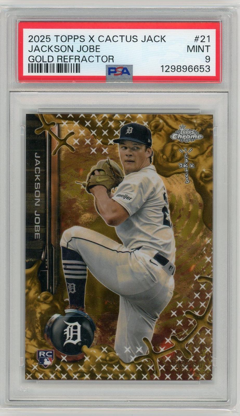 2025 Topps Cosmic Chrome x Cactus Jack #21 Jackson Jobe Gold Refractor PSA 9 /50