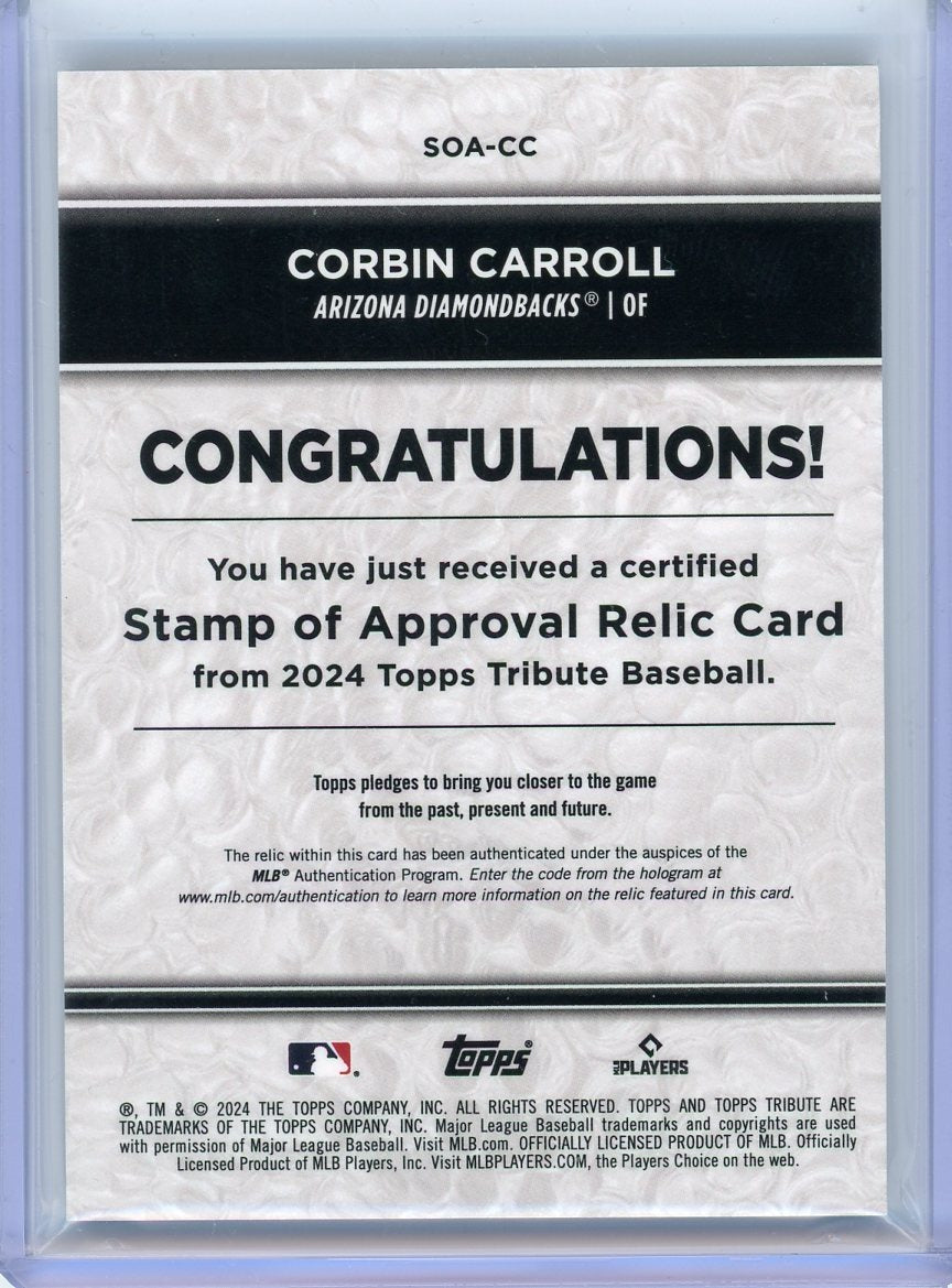 2024 Topps Tribute #SOA-CC Corbin Carroll Stamp of Approval Relics Orange #/25-2