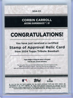 2024 Topps Tribute #SOA-CC Corbin Carroll Stamp of Approval Relics Orange #/25-2