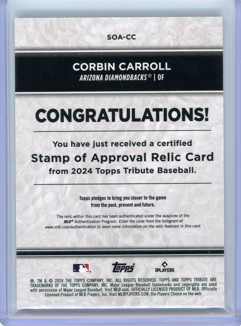 2024 Topps Tribute #SOA-CC Corbin Carroll Stamp of Approval Relics Orange #/25-2