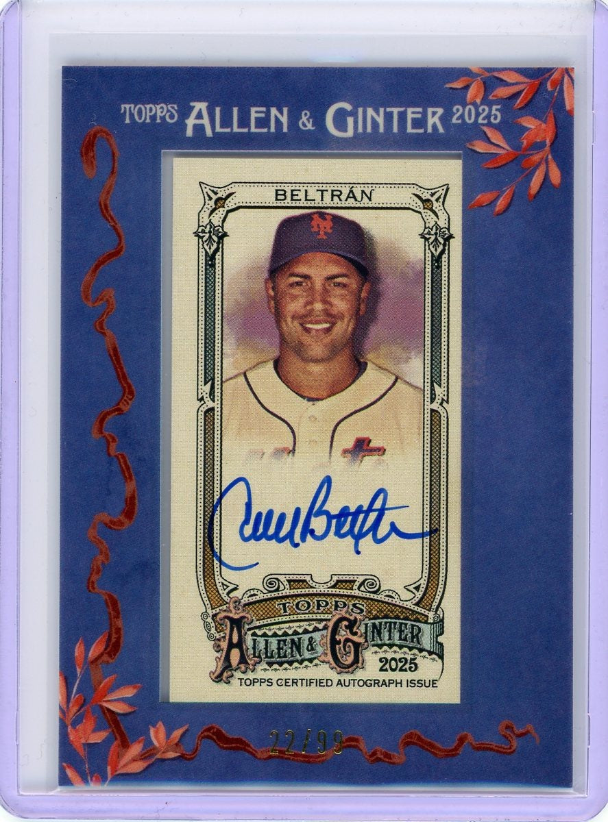 2025 Topps Allen & Ginter #MA-CB Carlos Beltrán Framed Mini Auto Blue #/99