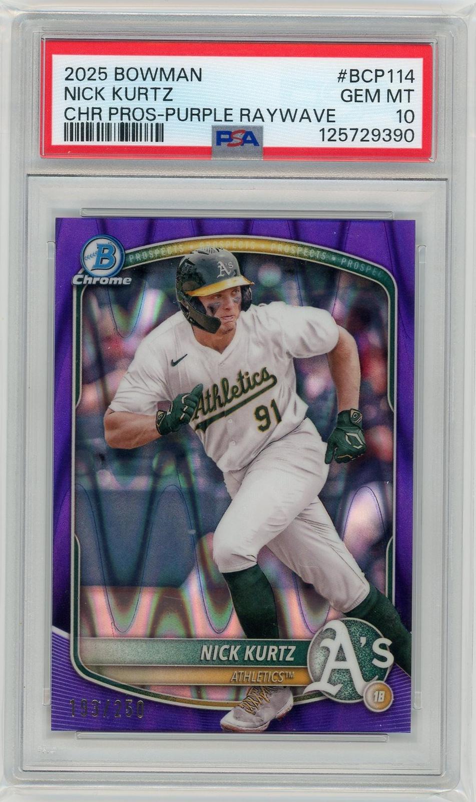 2025 Bowman #BCP-114 Nick Kurtz Chrome Purple Raywave Refractor PSA 10 #/250-1