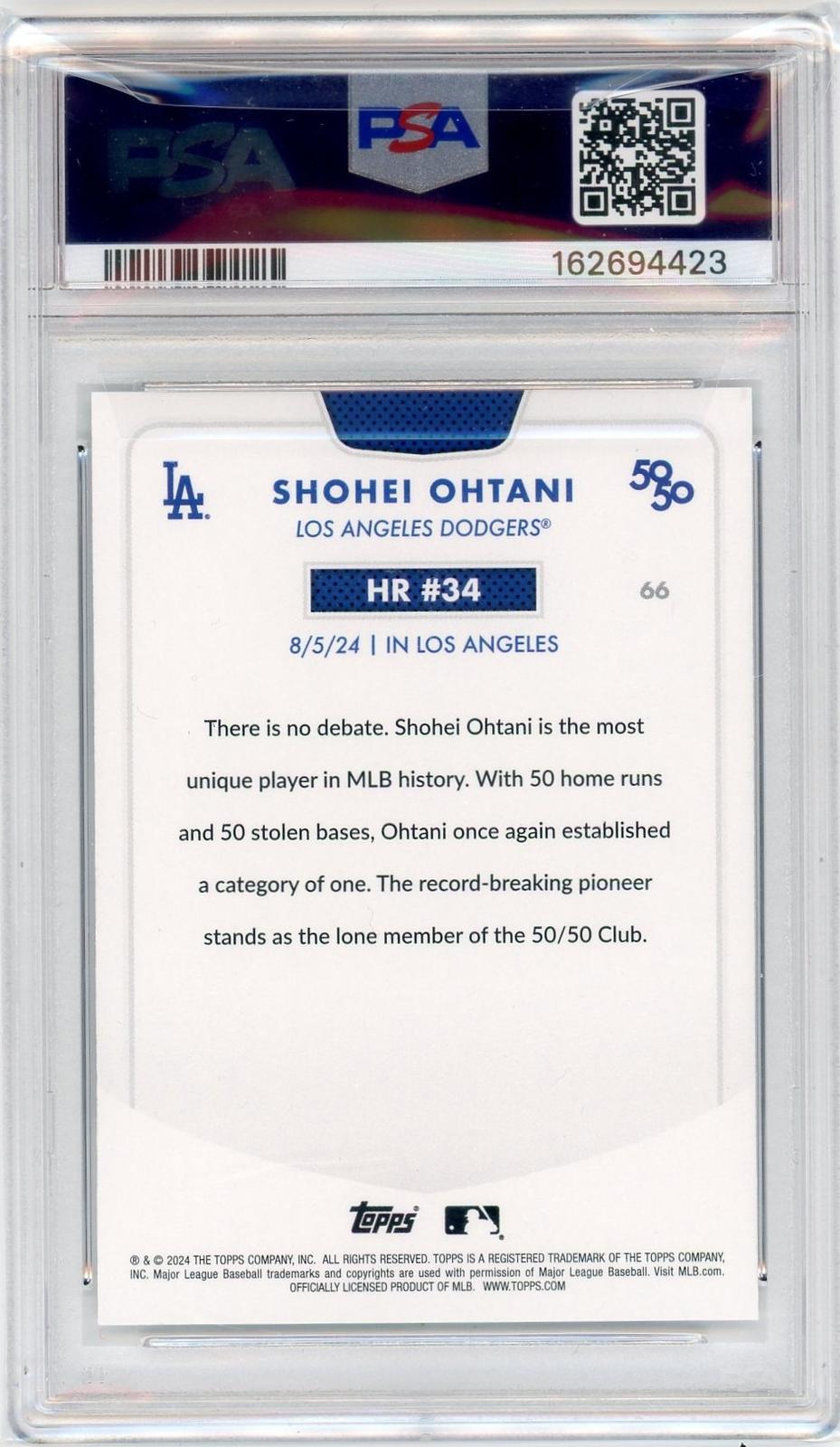 2024 Topps 50/50: Shohei Ohtani #66 Shohei Ohtani PSA 10-2