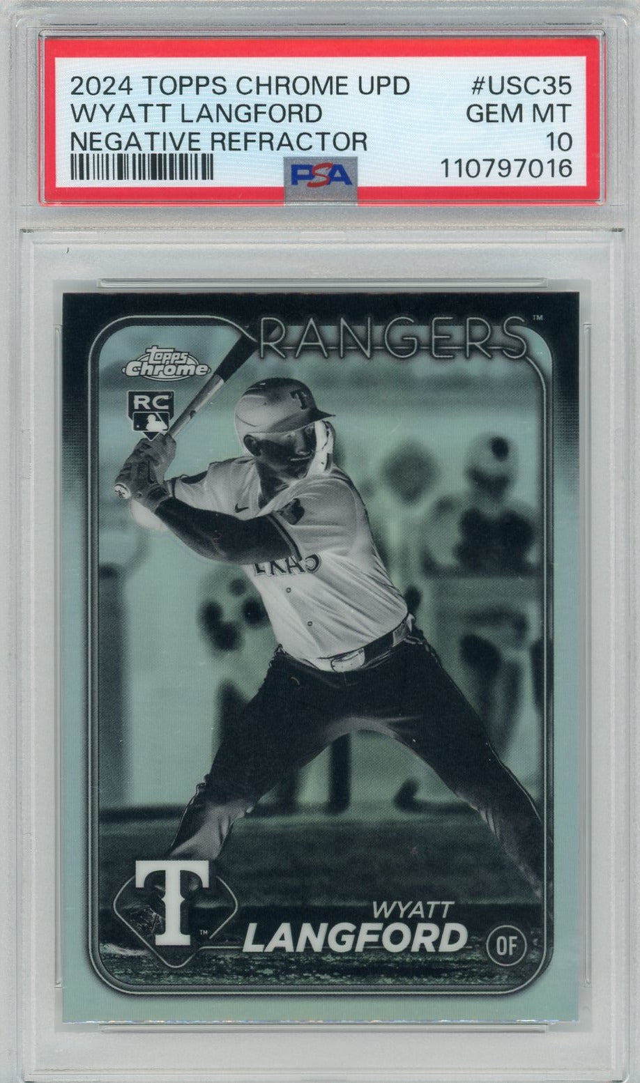 2024 Topps Chrome Update #USC35 Wyatt Langford Negative Refractor PSA 10