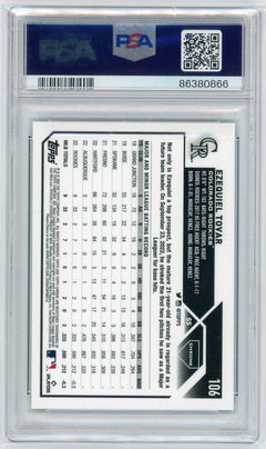 2023 Topps Chrome #106 Ezequiel Tovar SP Variation Green Speckle PSA 10 #/99-2