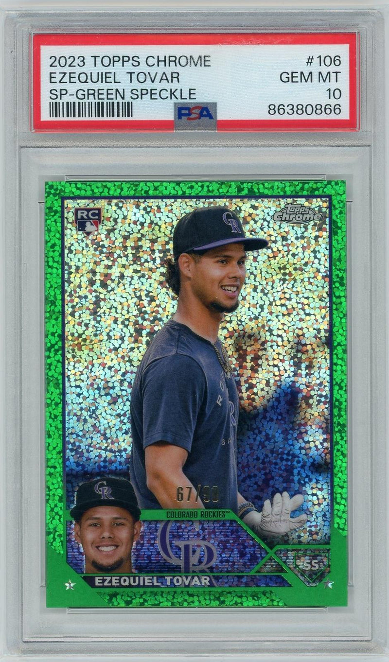 2023 Topps Chrome #106 Ezequiel Tovar SP Variation Green Speckle PSA 10 #/99-1