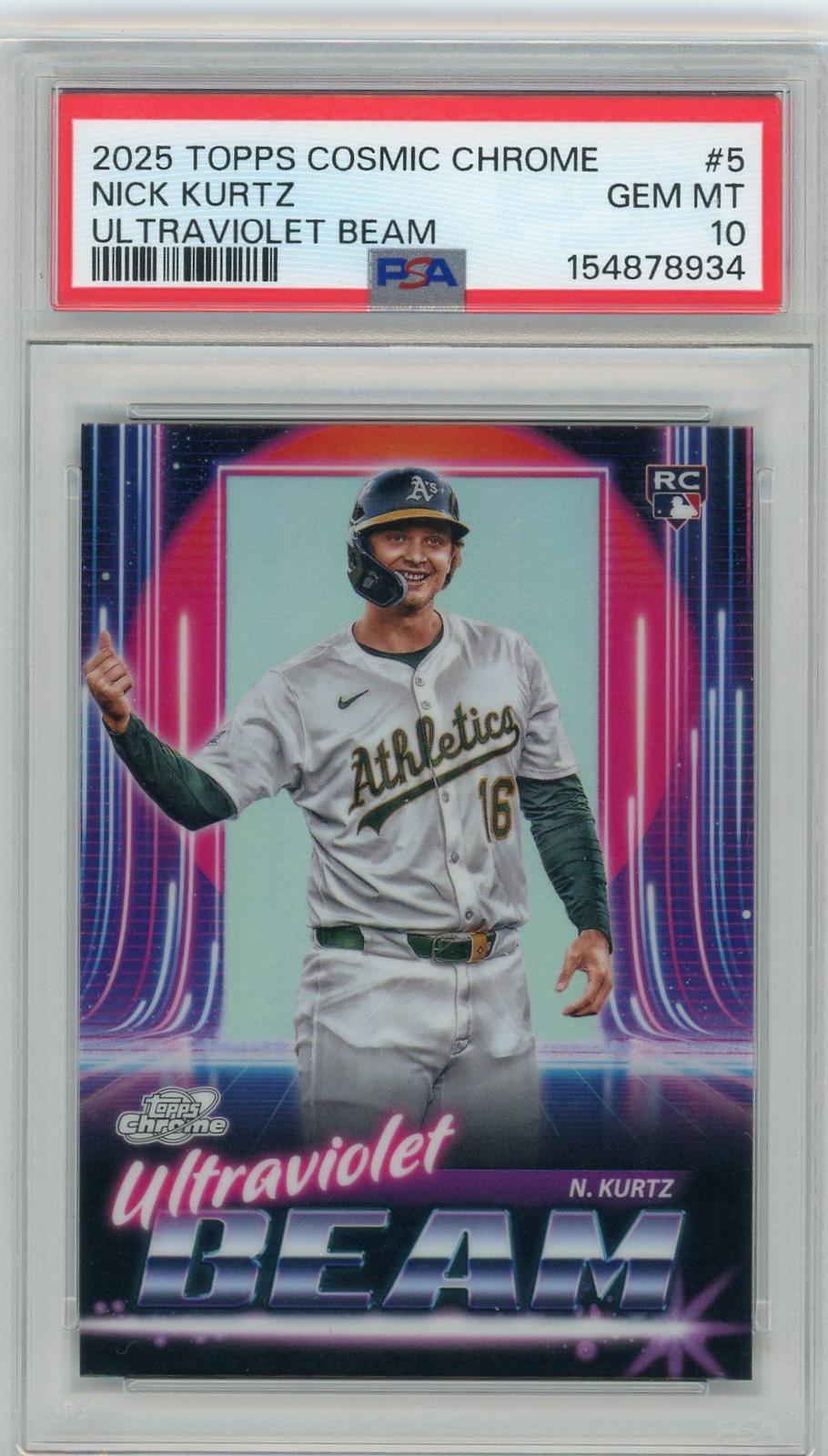 2025 Topps Chrome Cosmic #UB-5 Nick Kurtz Ultraviolet Beam PSA 10
