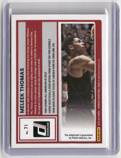 2025-26 Donruss #71 Meleek Thomas Base Optic Autographs Gold #/10-2