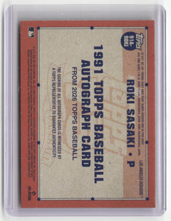 2026 Topps #91A-ROKI Roki Sasaki Autographs Gold (Series Two) #/50-2