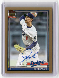 2026 Topps #91A-ROKI Roki Sasaki Autographs Gold (Series Two) #/50-1
