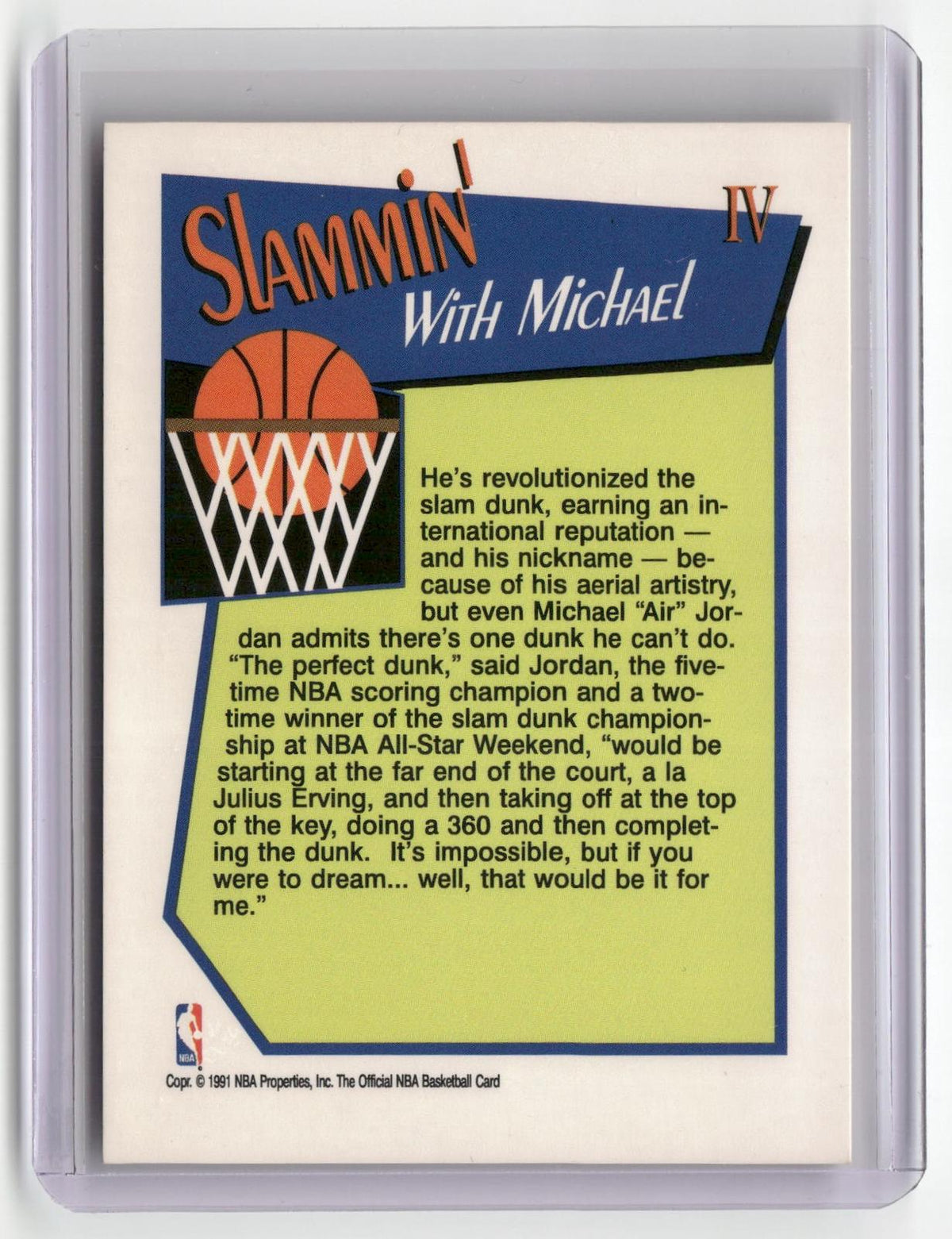 1991-92 Hoops #IV Michael Jordan Slam Dunk-2