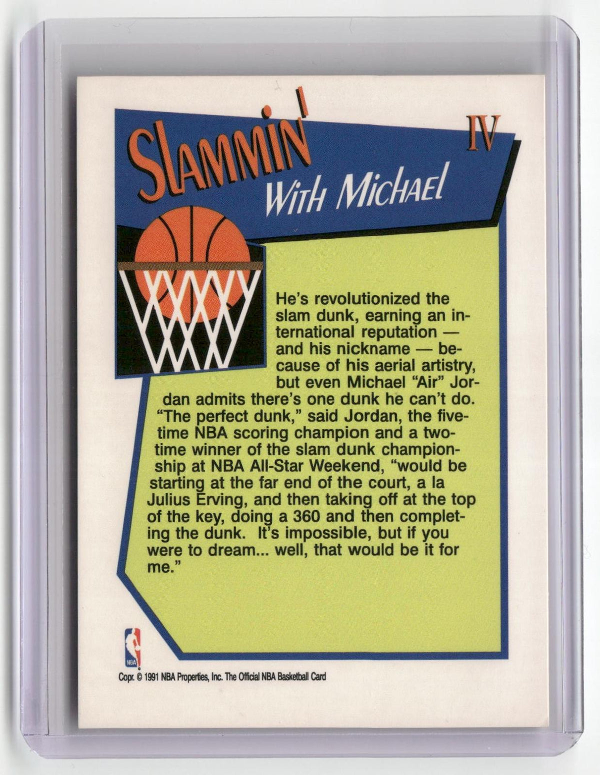 1991-92 Hoops #IV Michael Jordan Slam Dunk-2