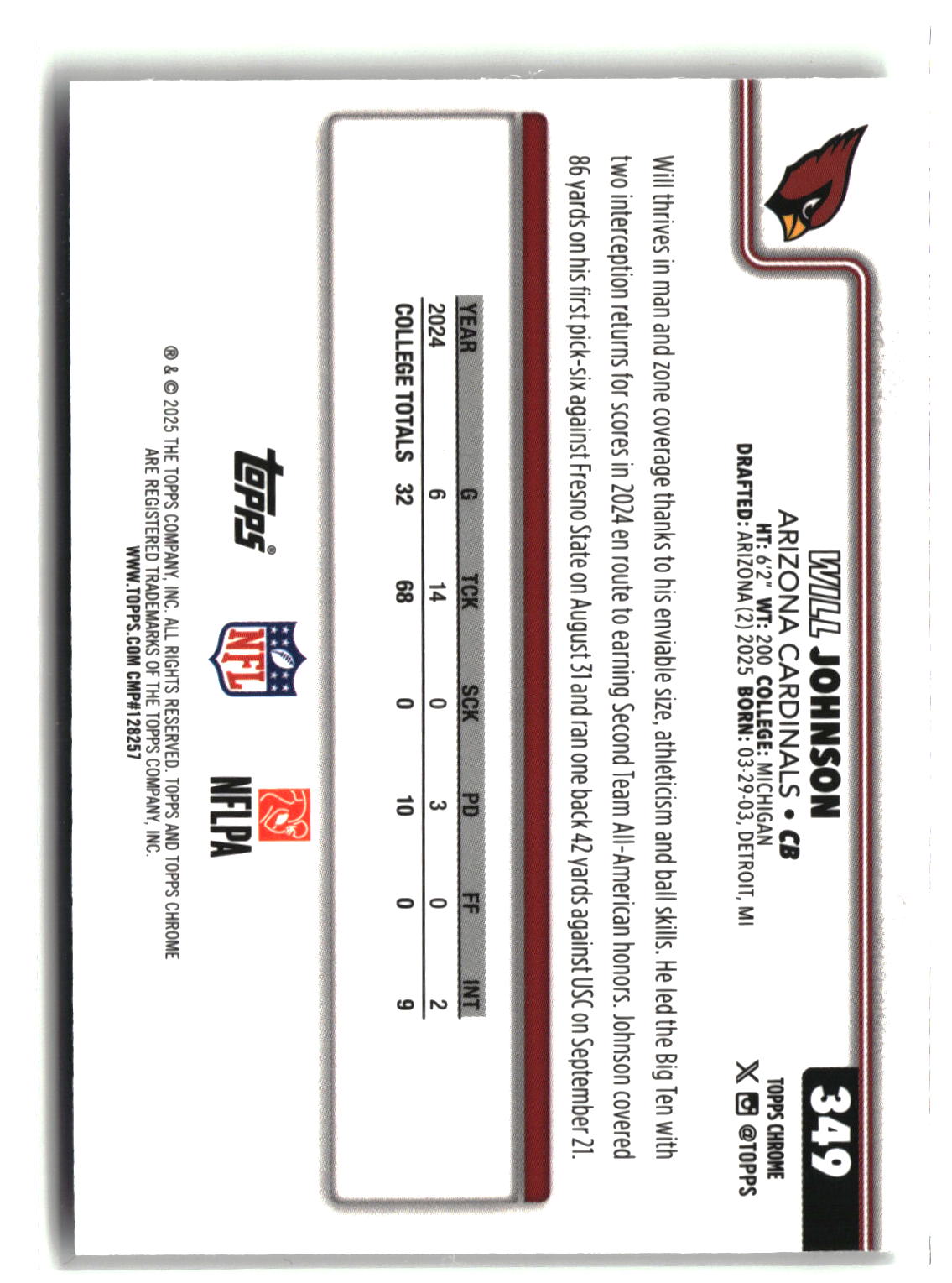 2025 Topps Chrome #349 Will Johnson-2